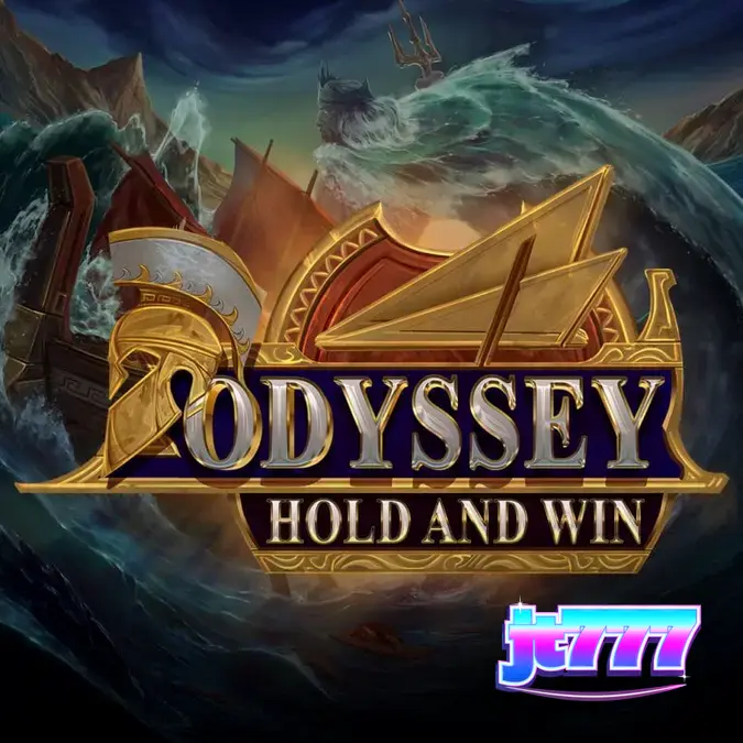 Tampilan grid 4x4 pada slot Odyssey Hold and Win dengan tema mitologi Yunani.